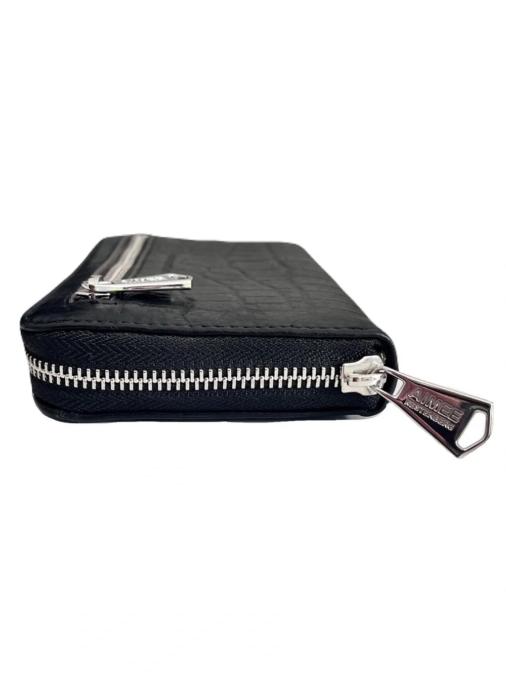 Aimee Kestenberg Black Croc Embossed Leather Long Continental Zip Around Wallet